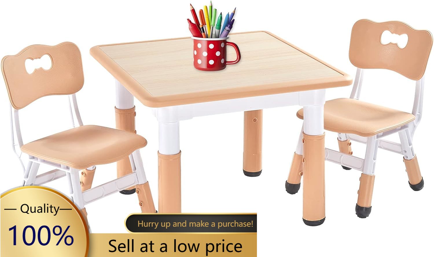 Art Craft Toddlers - Kindertafel en 2 stoelenset, hoogteverstelbare tafel-