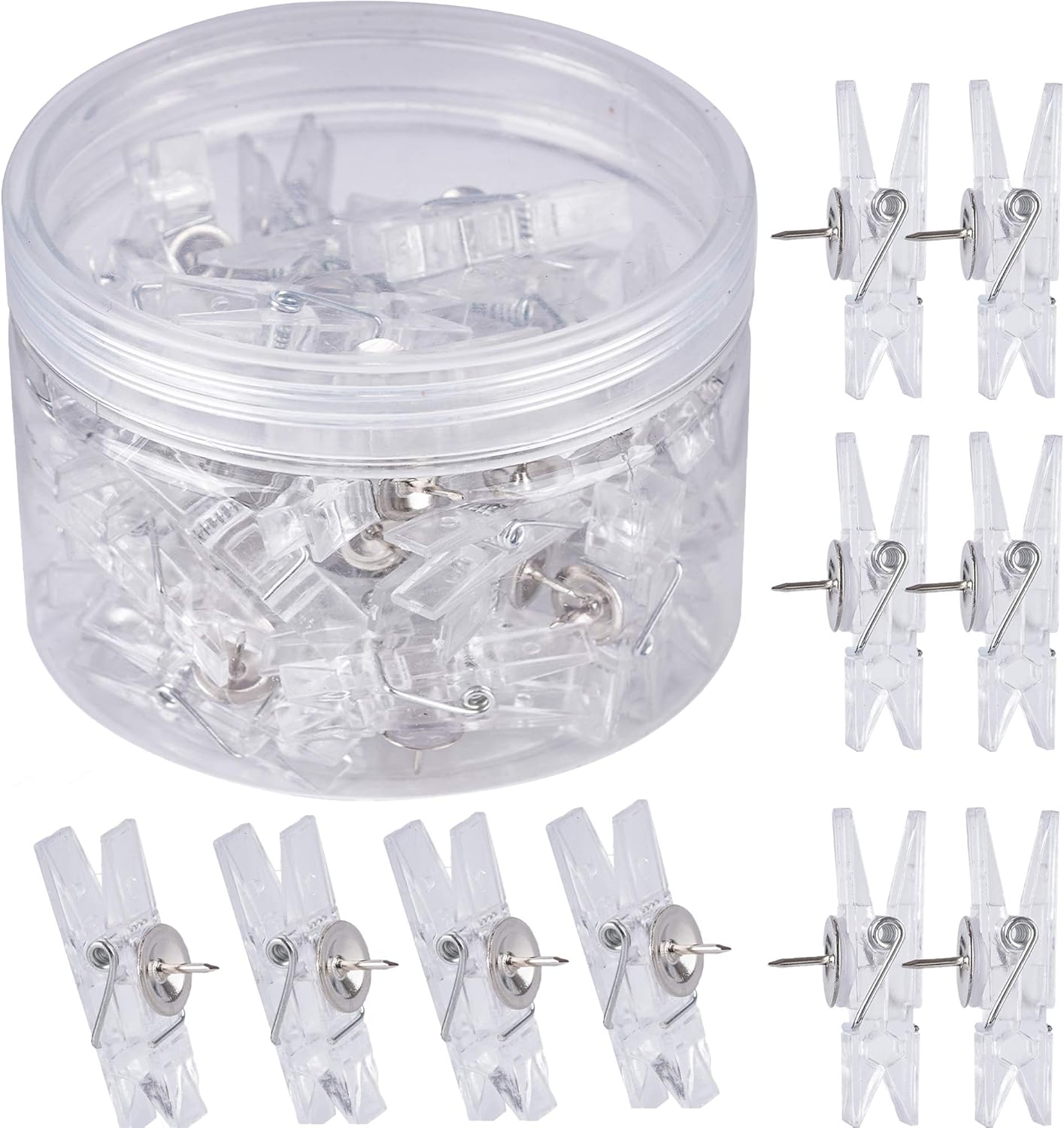 Art Craft Board - 60 stuks transparante decoratieve push-pin clips
