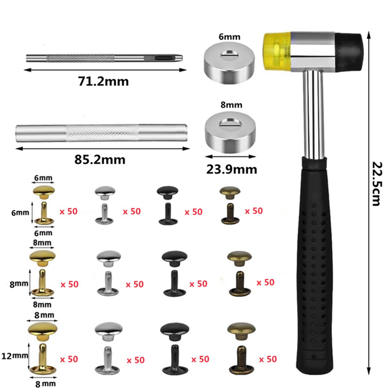 Leather Tooling Kit - ABWP-lederen klinknagels, 600-delige veelkleurige dubbele dopklinknagels,