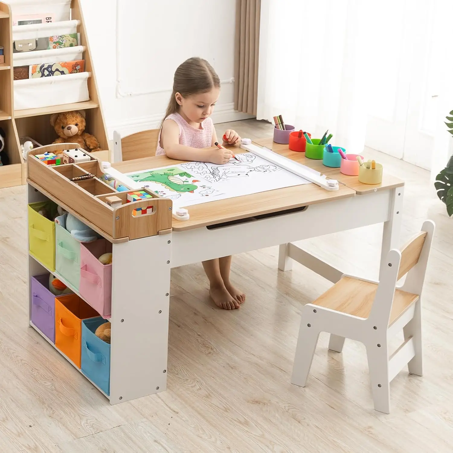 Art Craft Toddlers - Kinderkunsttafel- en stoelenset met 2 stoelen