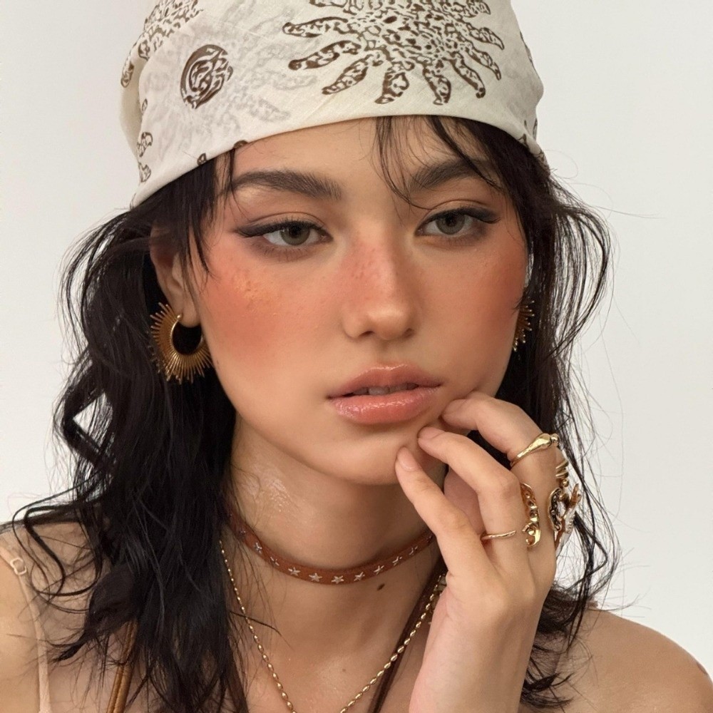 Art And Craft Hair - Retro bloem vierkante hoofddoek Y2K hiphop