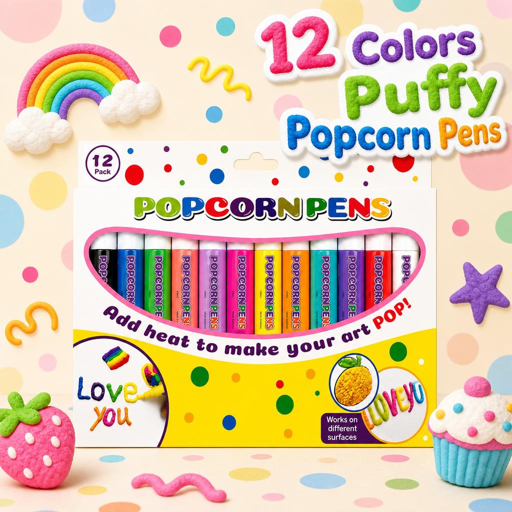 Art Craft Stationery - 12 Kleuren 3D Magische Hitte-geactiveerde Pop-pennen