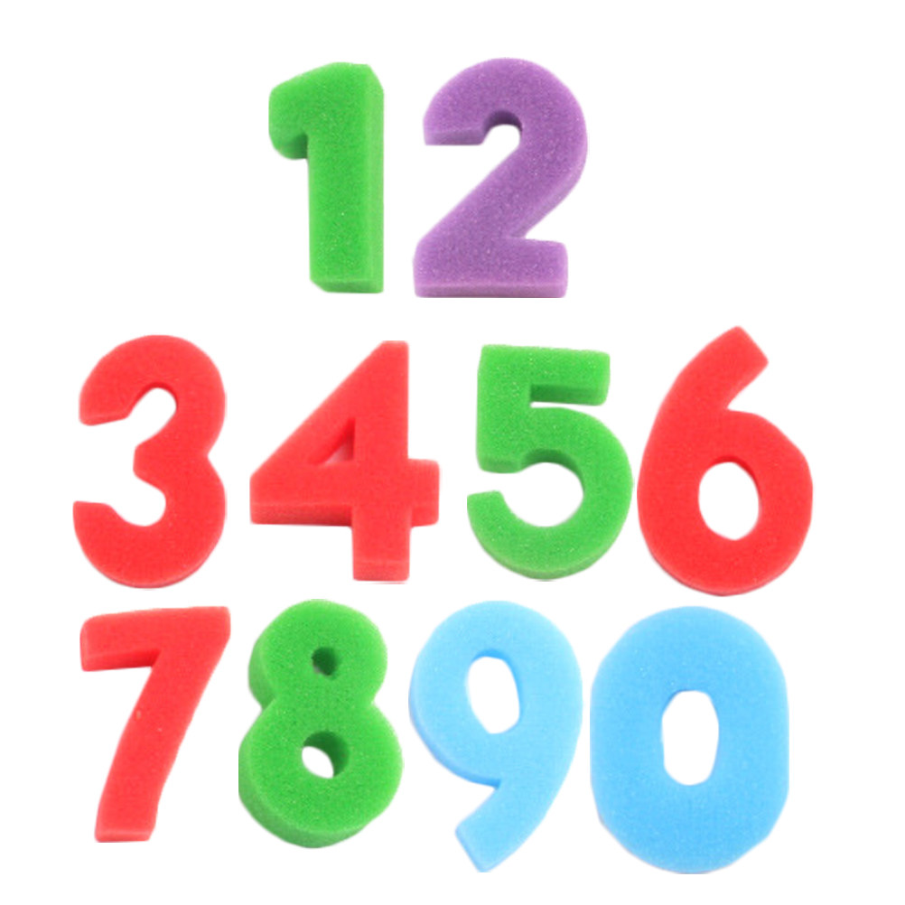 Art And Craft Numbers - 10-delige schilderspons-zegelset met cartoon-nummerstempels, lichtgewicht en