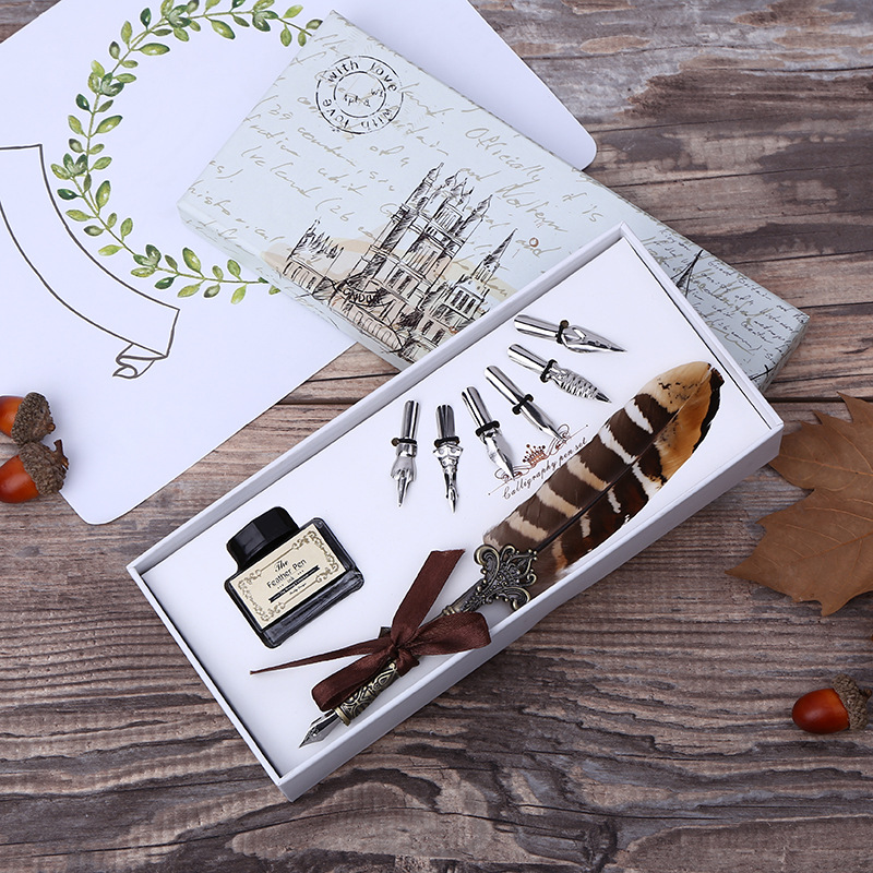 Art Craft Stationery - Retro Feather Dip Pen Schrijfinktset Prachtig