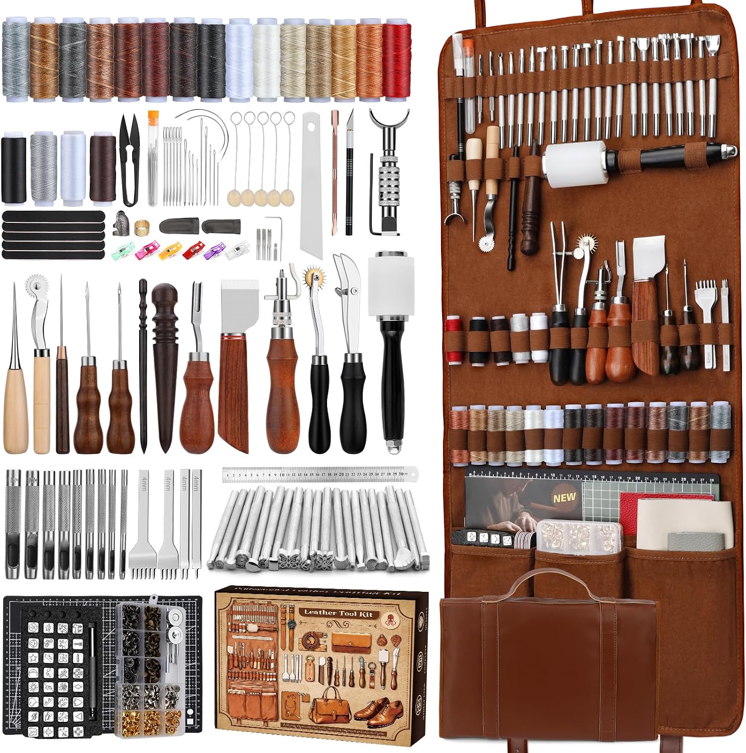 Leather Tooling Kit - Lederbewerkingsset, lederbewerkingsgereedschap en knutselset met op