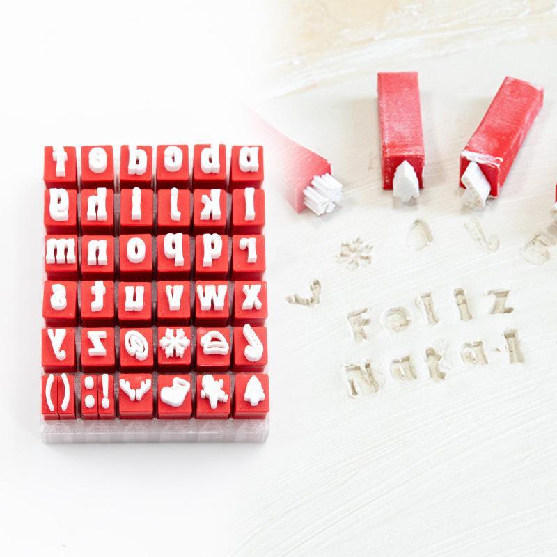 Polymer Clay Set - Kerststijl Alfabet Kleistempelset - Mal voor