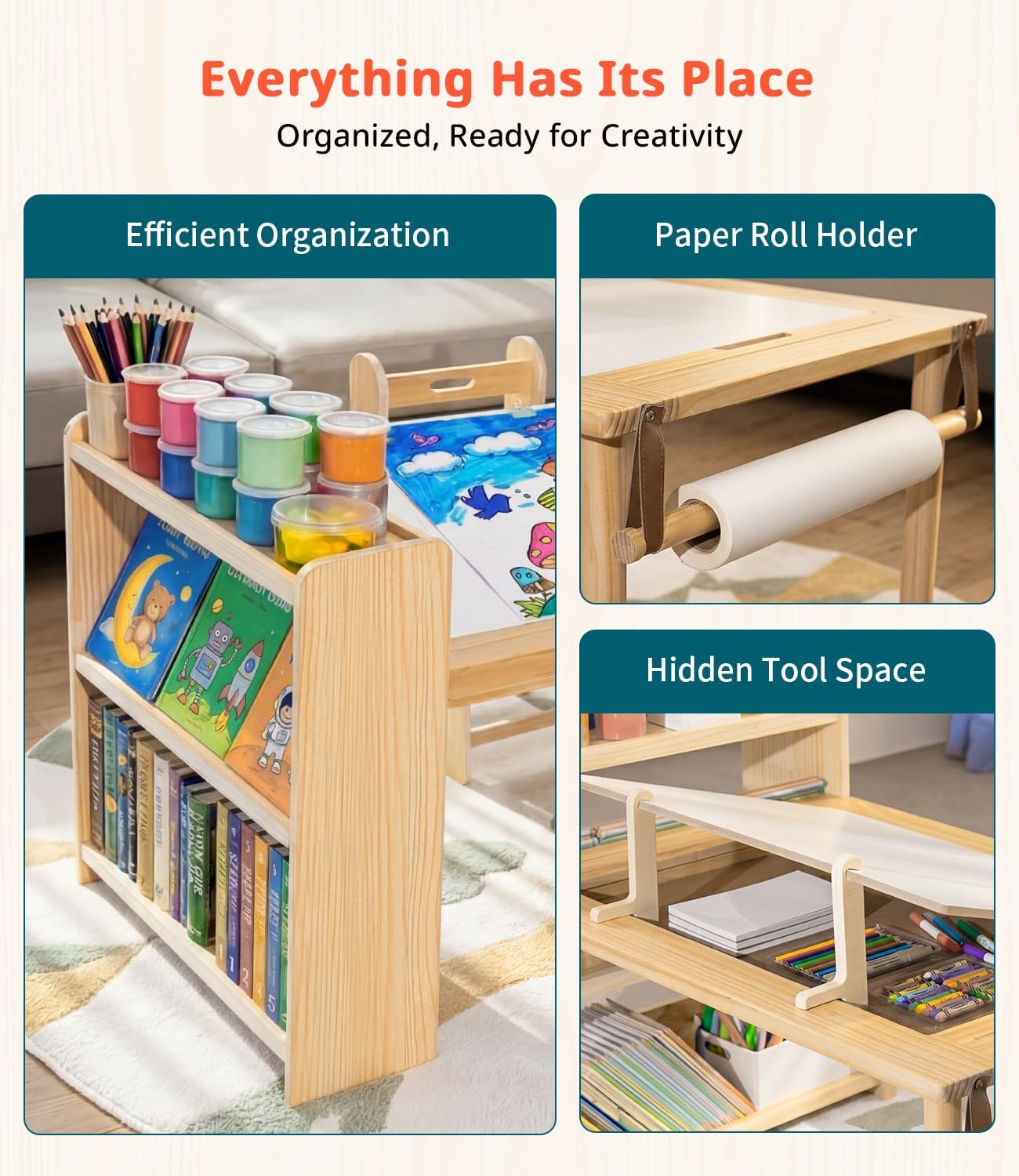 Houten kinderkunsttafel met 2  - Art Craft Toddlers recensie en prijs