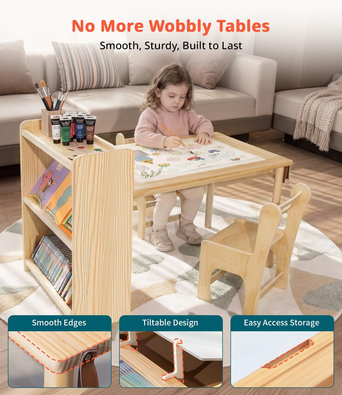 Houten kinderkunsttafel met 2  - Art Craft Toddlers recensie en prijs