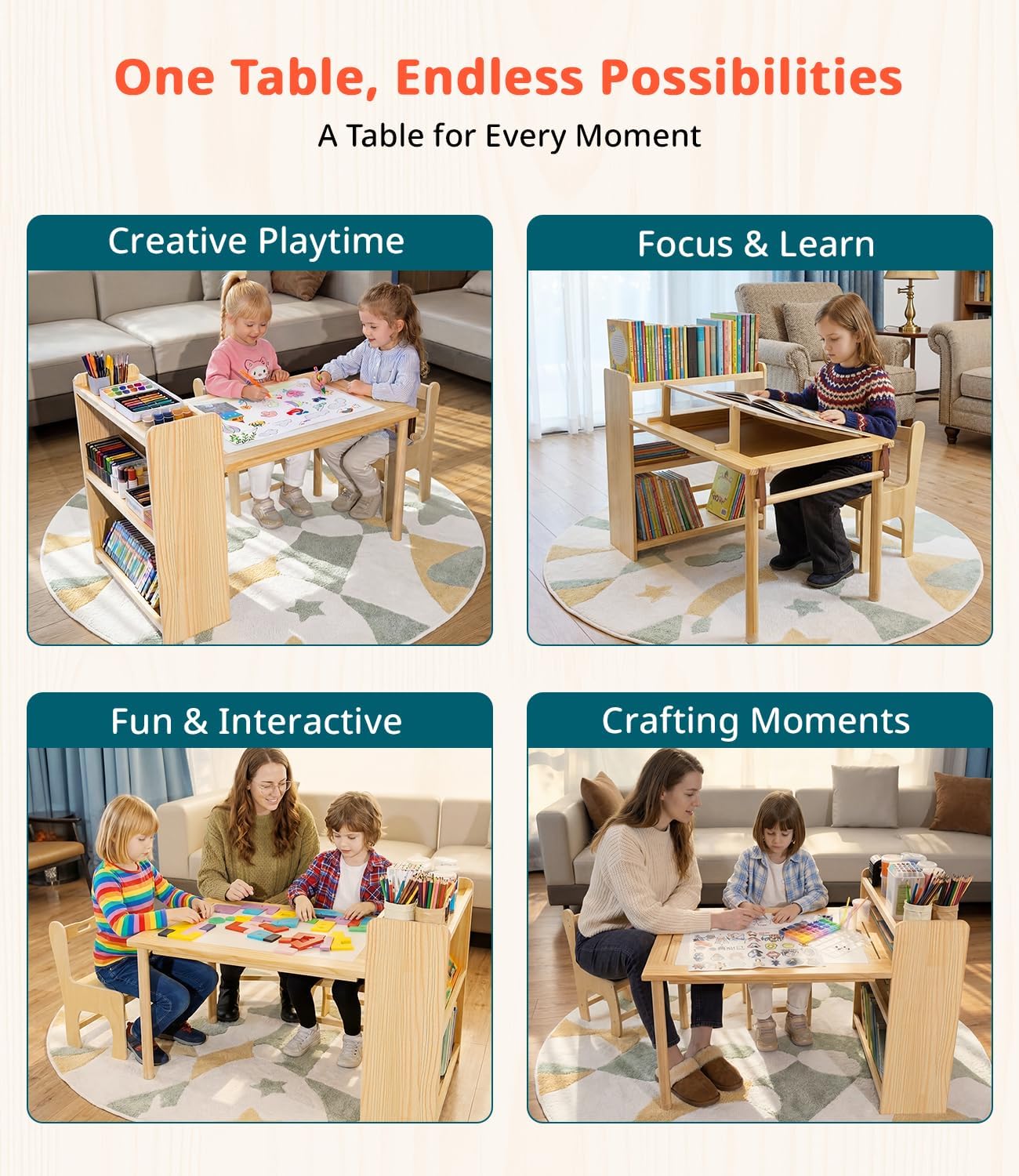 Houten kinderkunsttafel met 2  - Art Craft Toddlers recensie en prijs